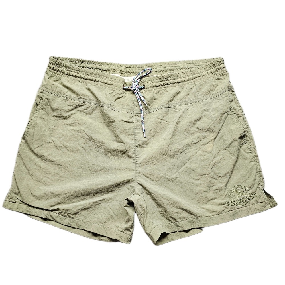 Eddie Bauer Swim Trunks Mens M Green Surfing Water Polo Elastic Waist Drawstring